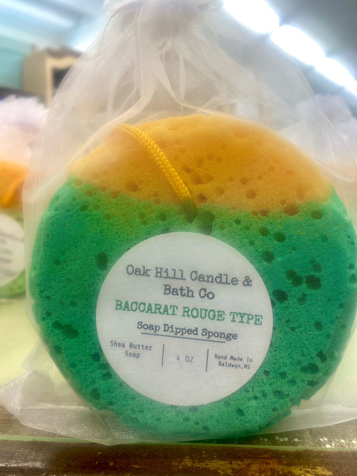 Soap Dipped Sponge 4oz. (Blue Volcano) / Oak Hill Candle & Bath Co.