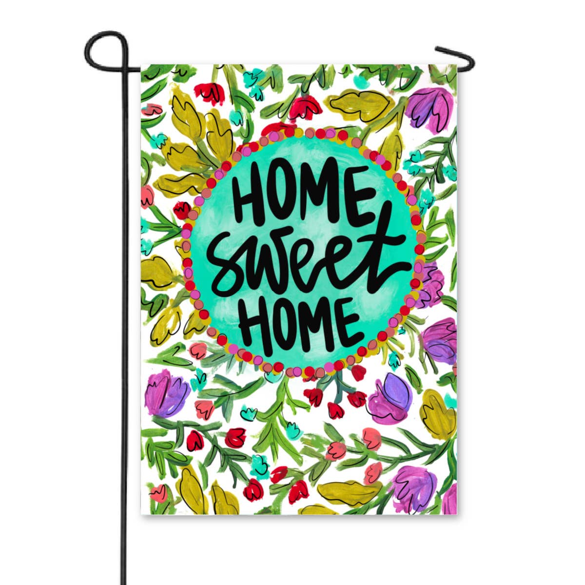 Home Sweet Home Purple Floral Garden Flag