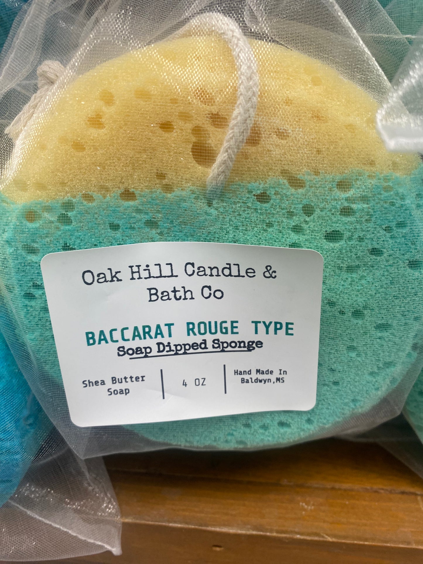 Soap Dipped Sponge 4oz (Baccarat RougeType) / Oak Hill Candle & Bath Co.