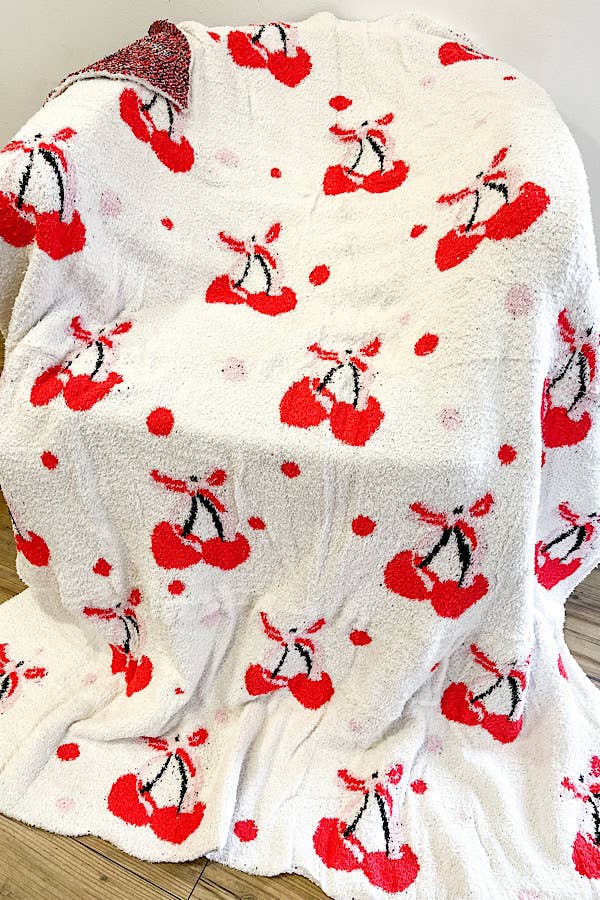 Cherries with Bow Luxury Blanket