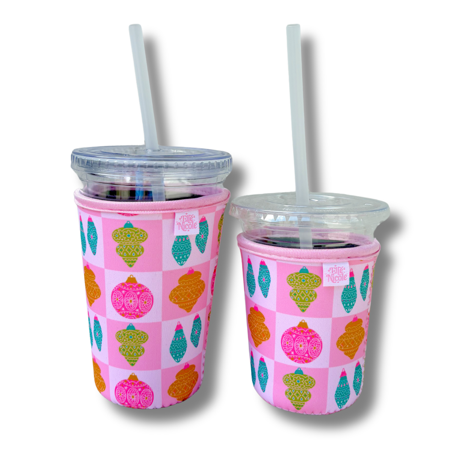 Coffee Cup Cover - Christmas Ornaments - Iced Drink Sleeve Large / 24oz