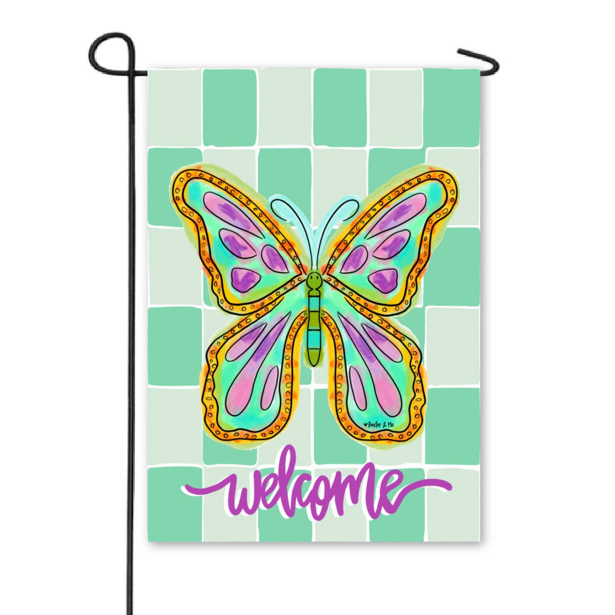 Checkered Butterfly Garden Flag - Baxter & Me