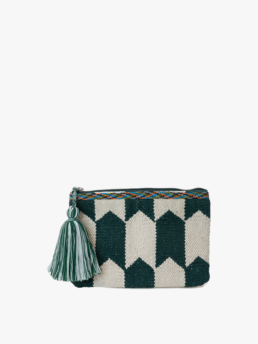 Jen & Co. Adalaide Printed Cotton Pouch: Hunter Green