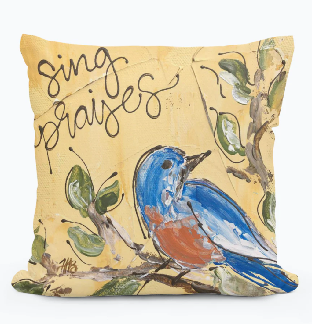 Haley Bird Sing Praises Square Pillow 12x12