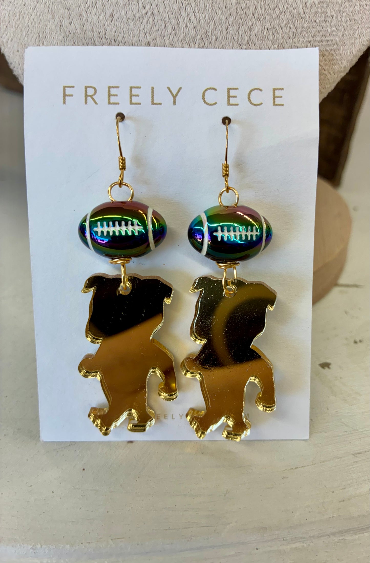 MSU Bulldog Gold Mirrored Bulldogs with Iridescent Football