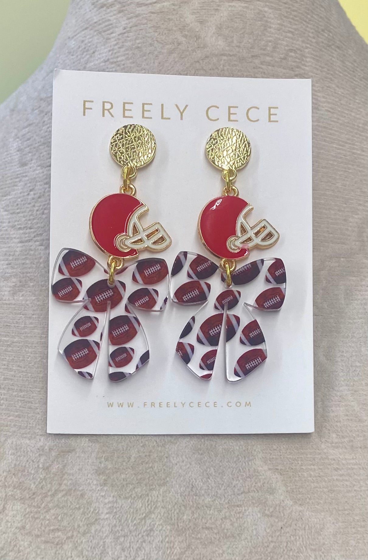 Red Helmet Bow Earrings