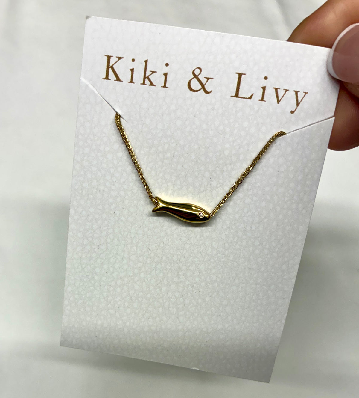 Gold Fish with Stone Eye Necklace