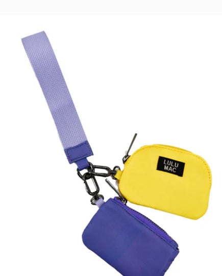 LULU MAC Purple/Yellow Double Pouch Wristlets