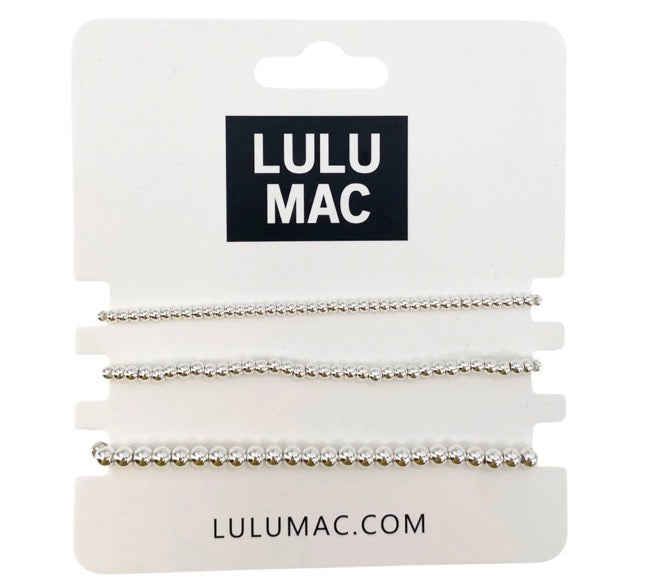 LULU MAC Silver Beaded Bracelet - 3 Strand