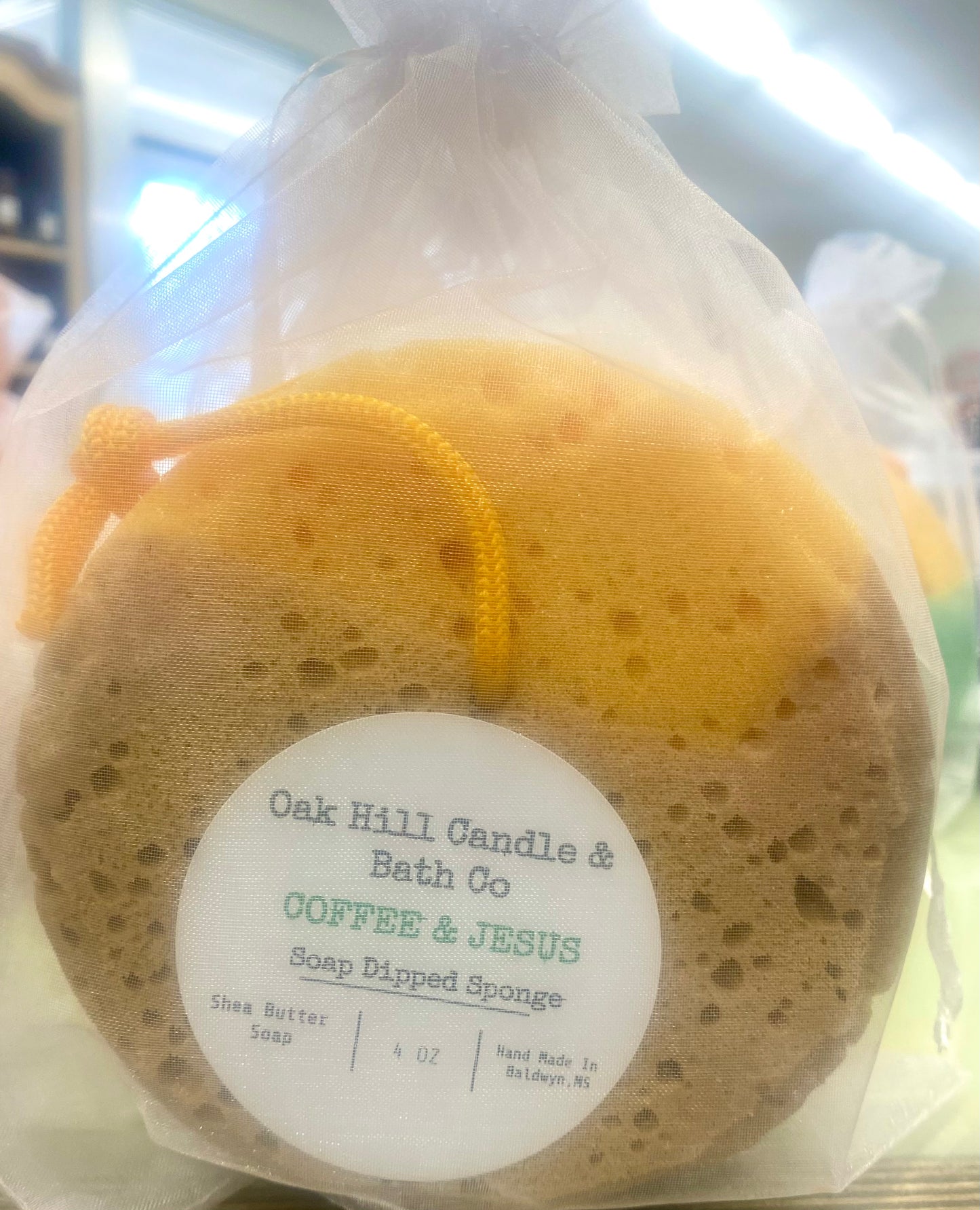 Loaded Soap Sponge (Coffee & Jesus) Oak Hill Candle& Bath Co.
