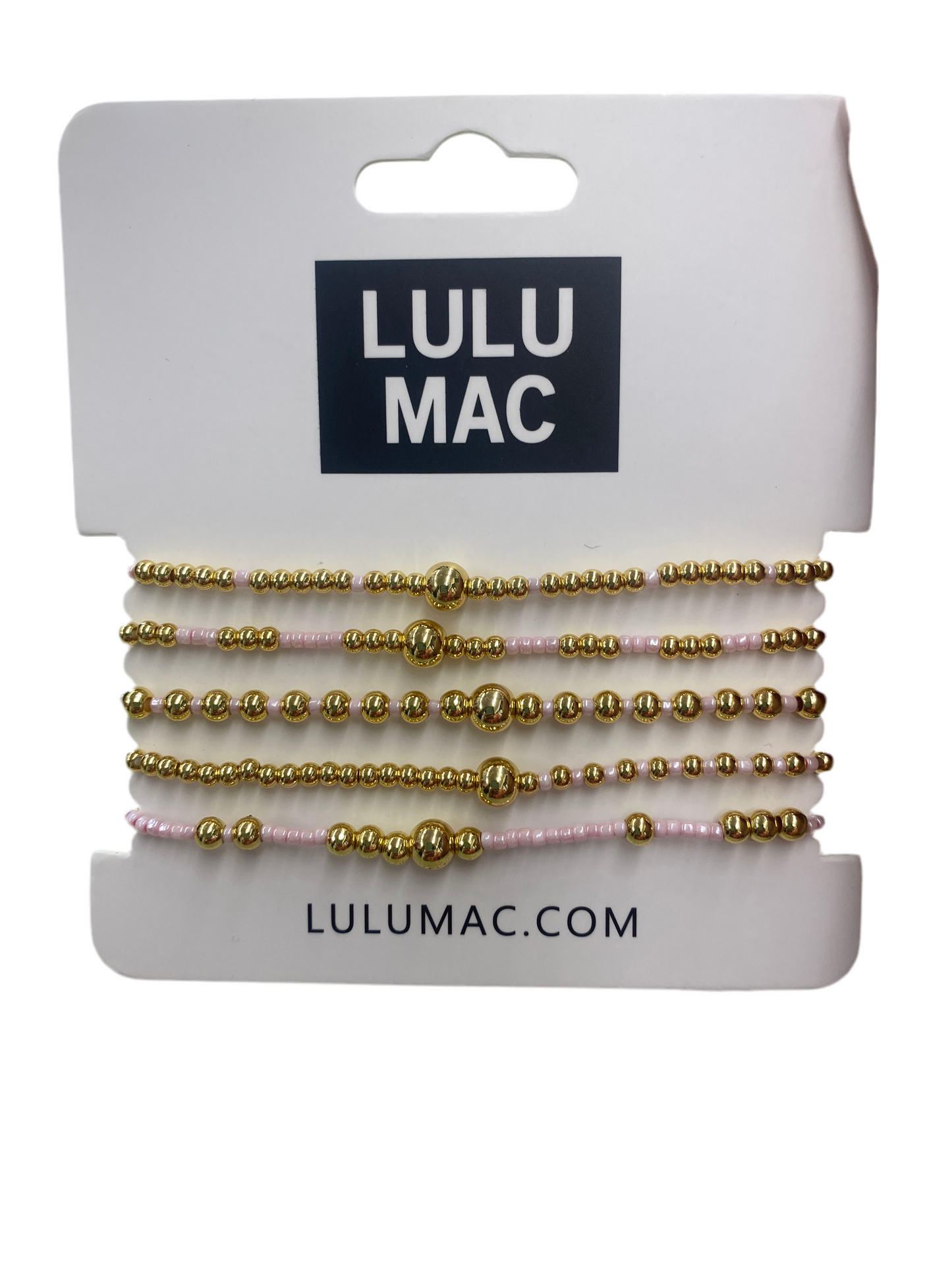 LULU MAC Light Pink & Gold 5-Strand Bracelets