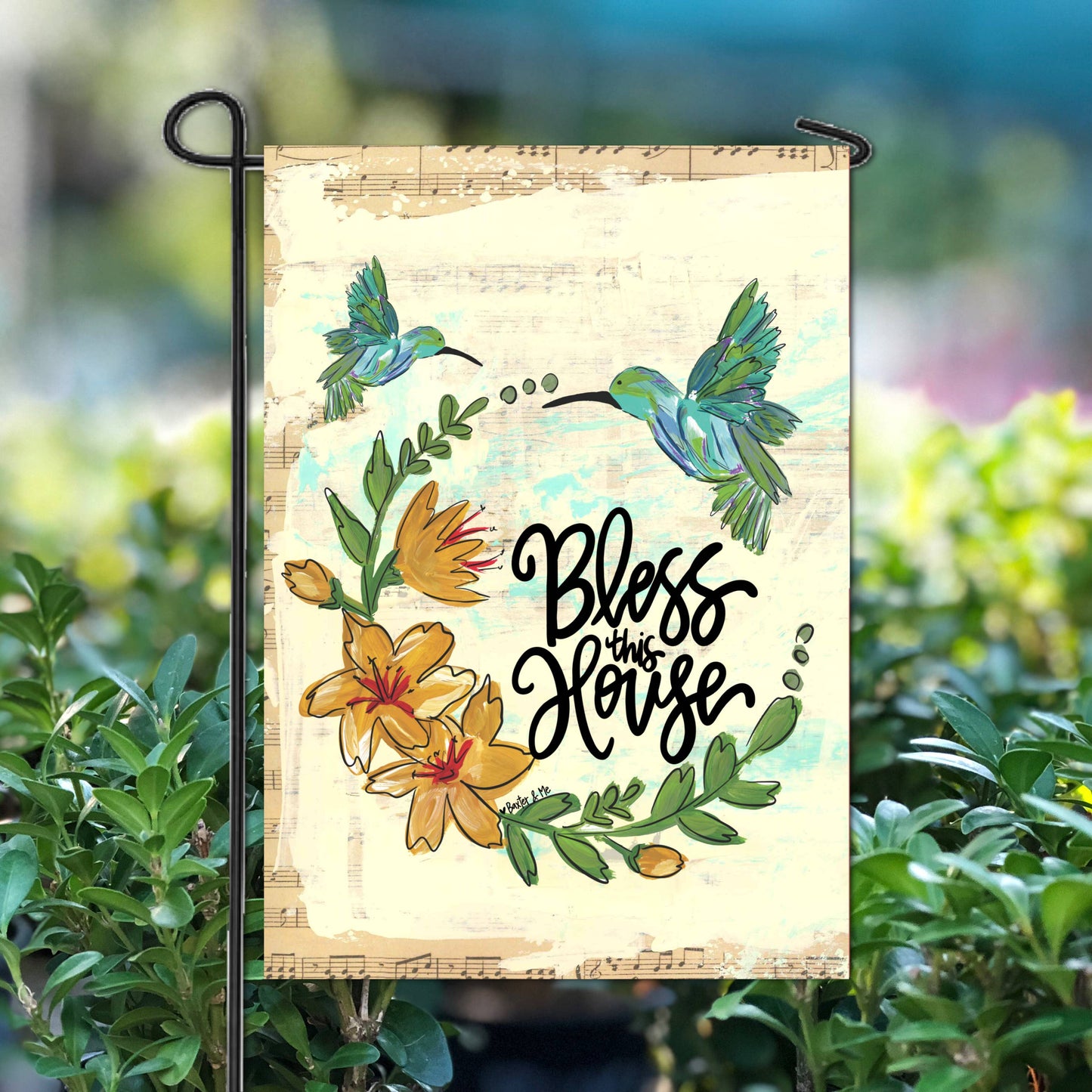 Bless this House Hummingbird Garden Flag - Baxter & Me