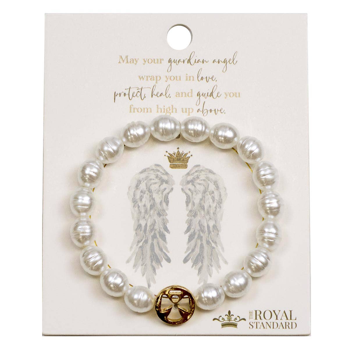 Guardian Angel Bracelet White/Gold 7"