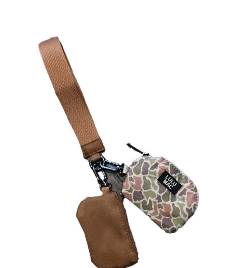 Dark Camo/Brown LULU MAC Double Pouch Wristlet