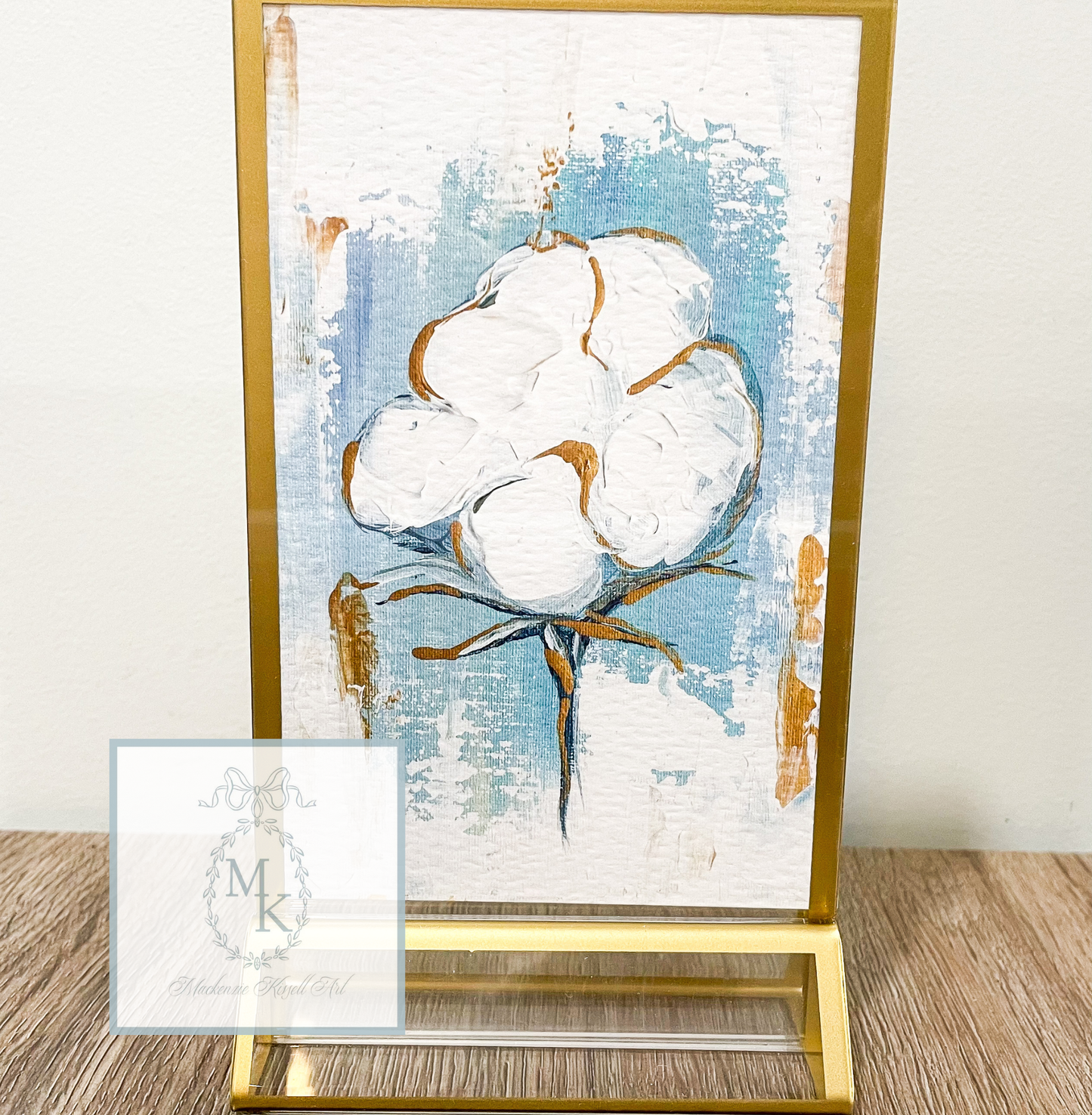 Abstract Cotton Boll Print in Acrylic Gold Frame 4x6