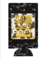 Play Me Something Country black sequin slim can cooler: Slim Can / One Size
