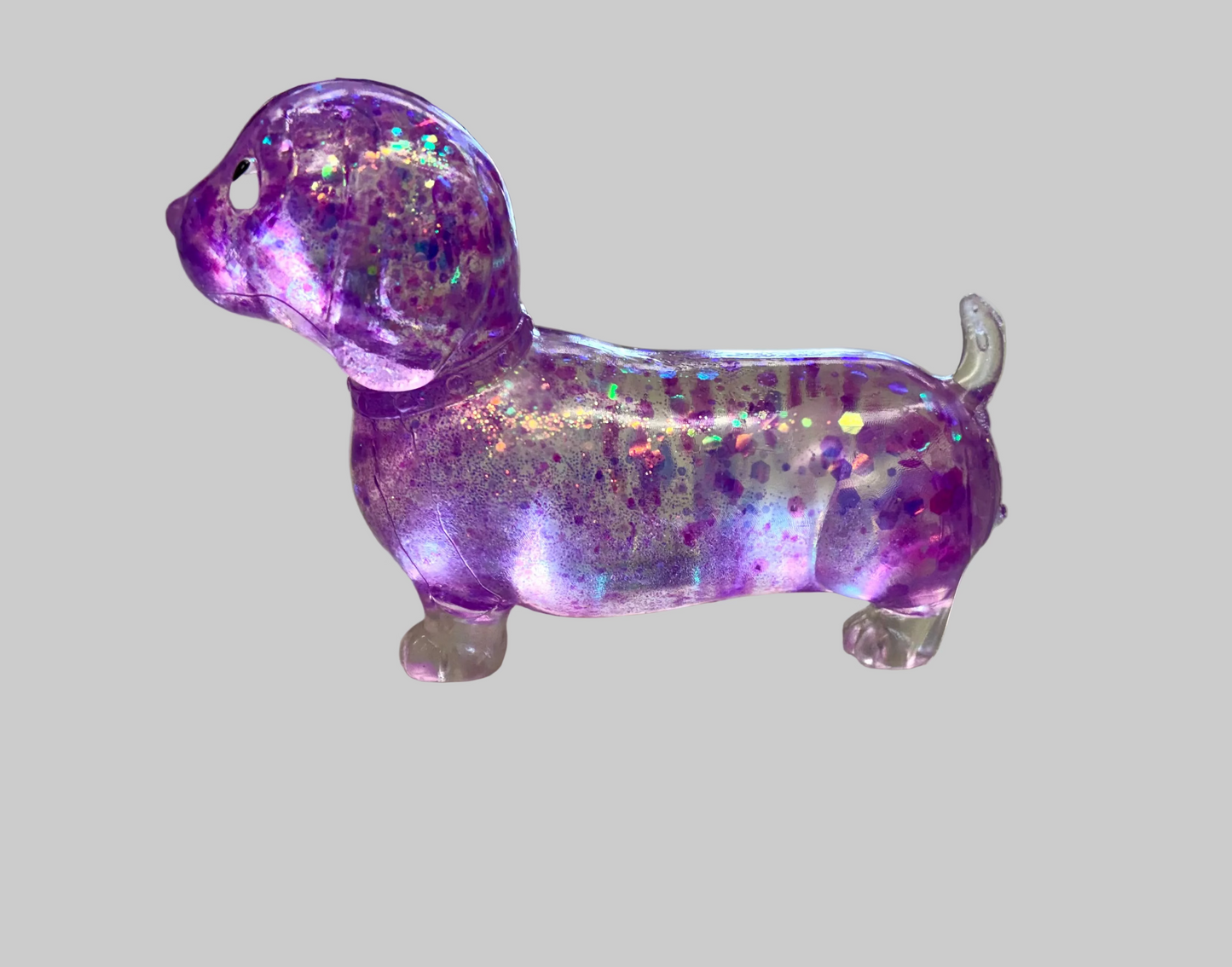 Glitter Weenie Dog Squishy 5” Long