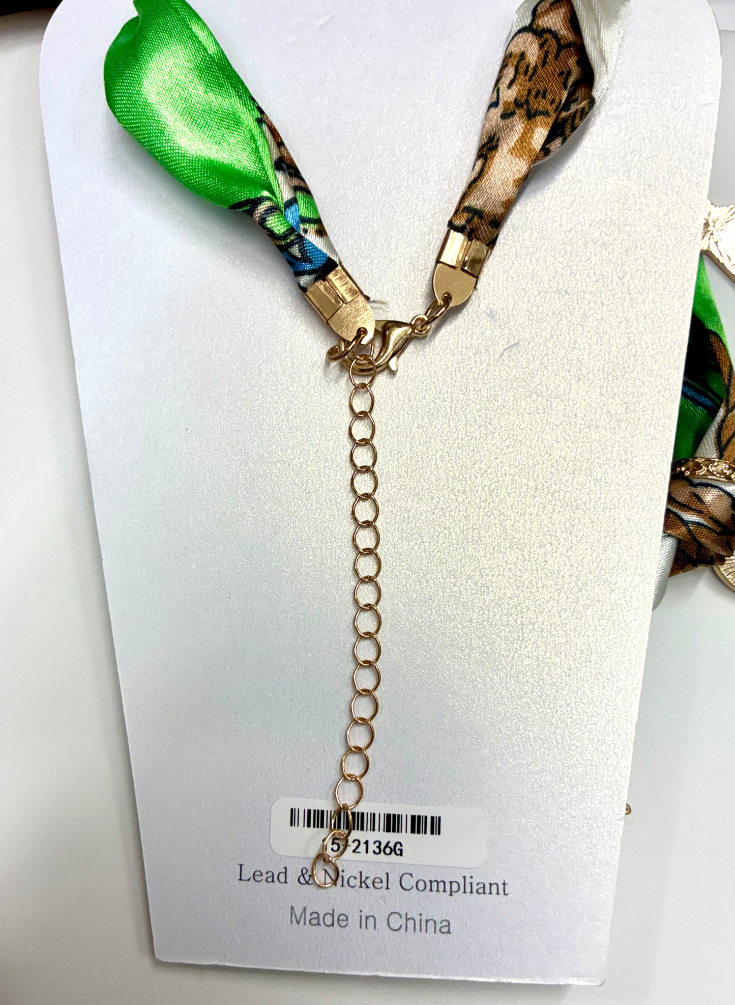 Green Scarf Charm Necklace