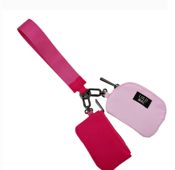 LULU MAC Hot Pink/Light Pink Double Pouch Wristlet