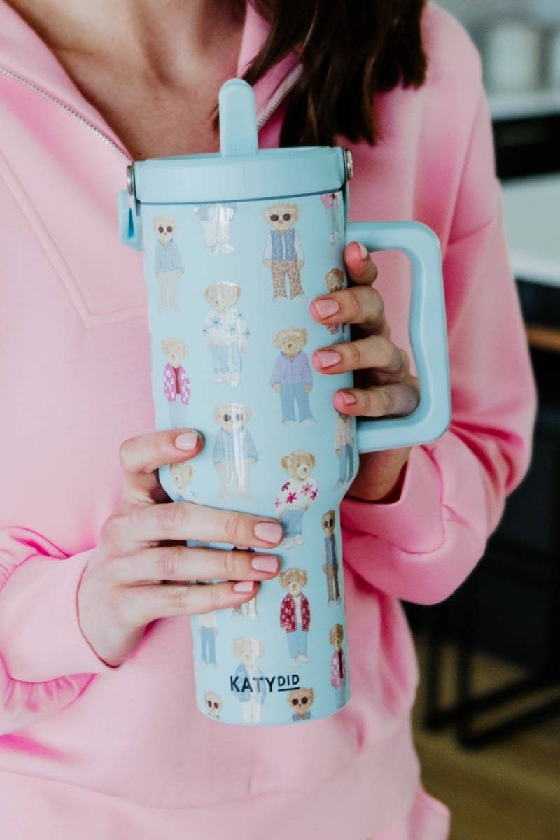 Fall Bears Pattern Stainless Steel Tumbler: Mint
