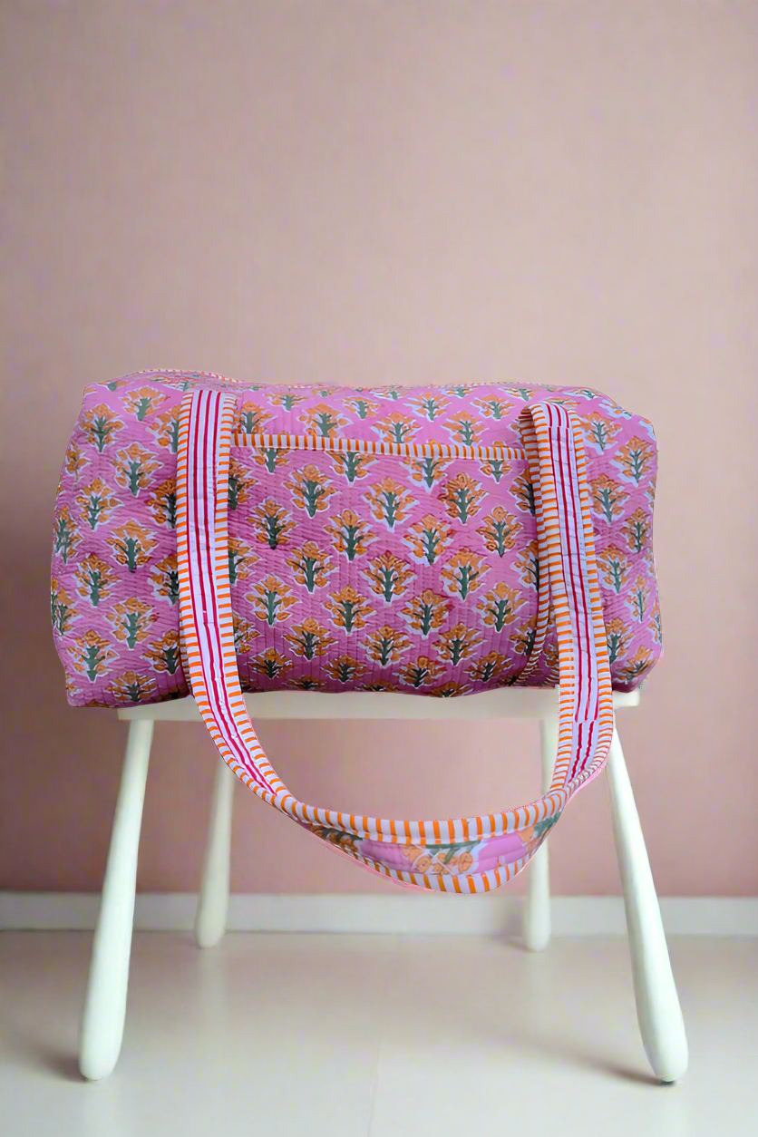 Evelyn Pink Print Duffle Bag