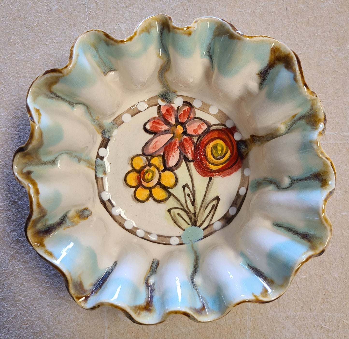 Small Dip Bowl (Drip Flowers)