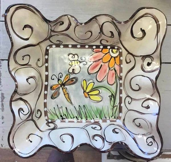 Small Plate (Swirl Dragonfly Flowers)