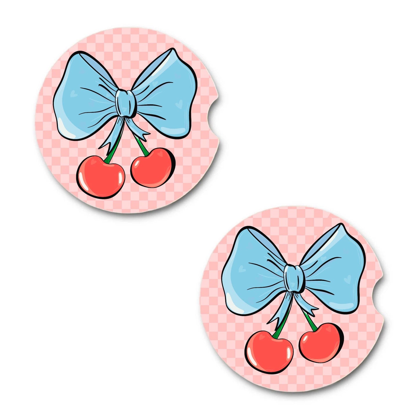 Summer cherry with bow car coasters