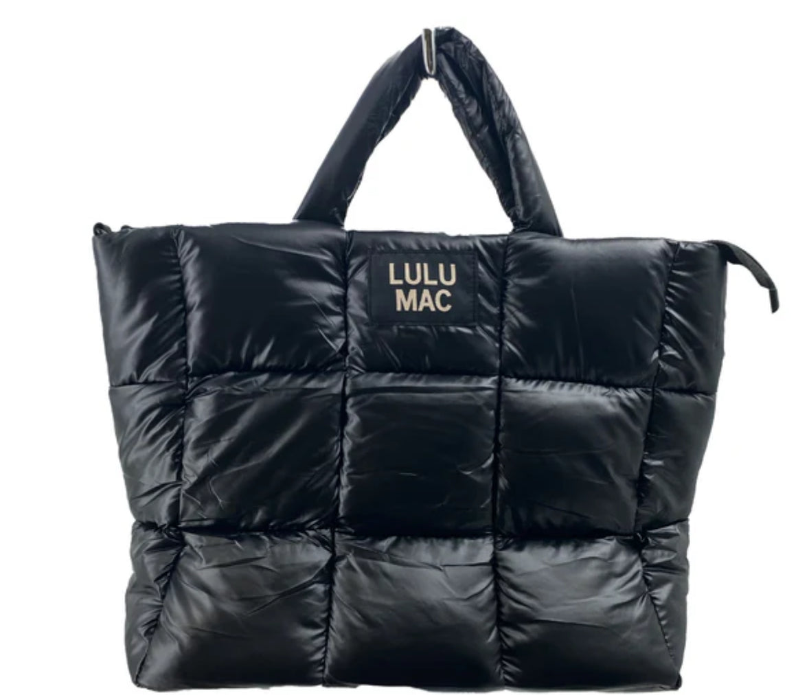 Lulu MAC Large Metallic Puffer Black Handbag
