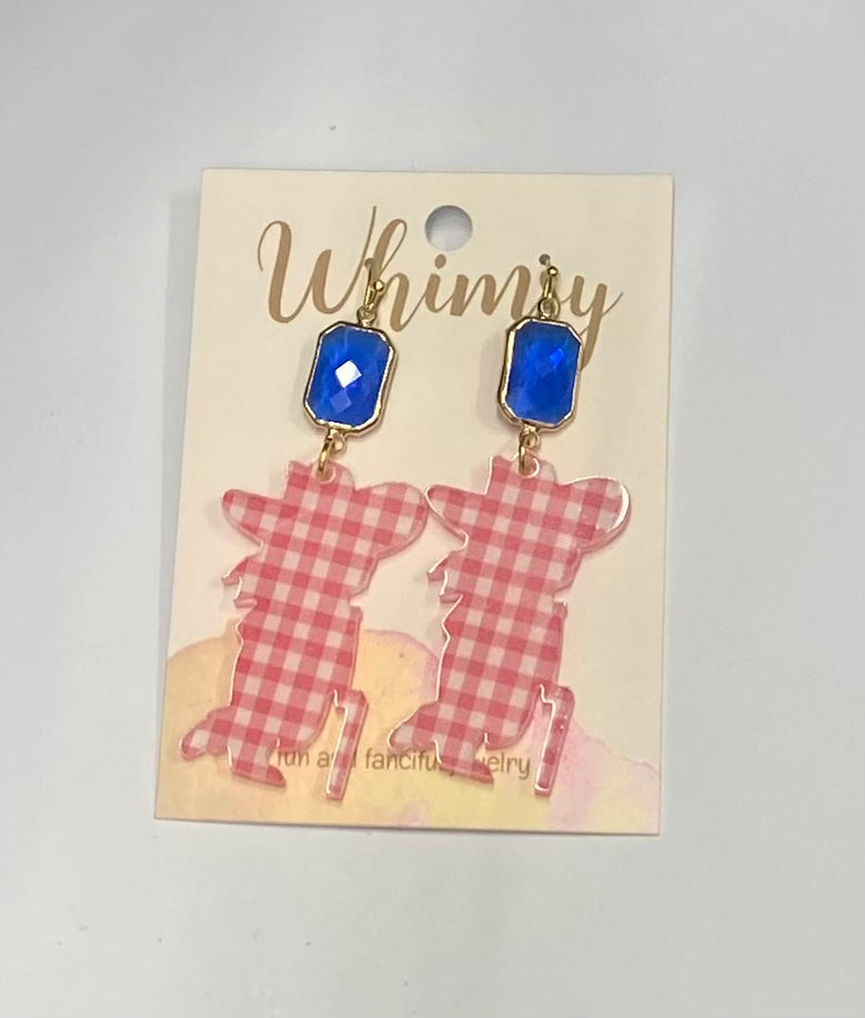 Ole Miss Colonel Reb Red Earrings with Blue Stone