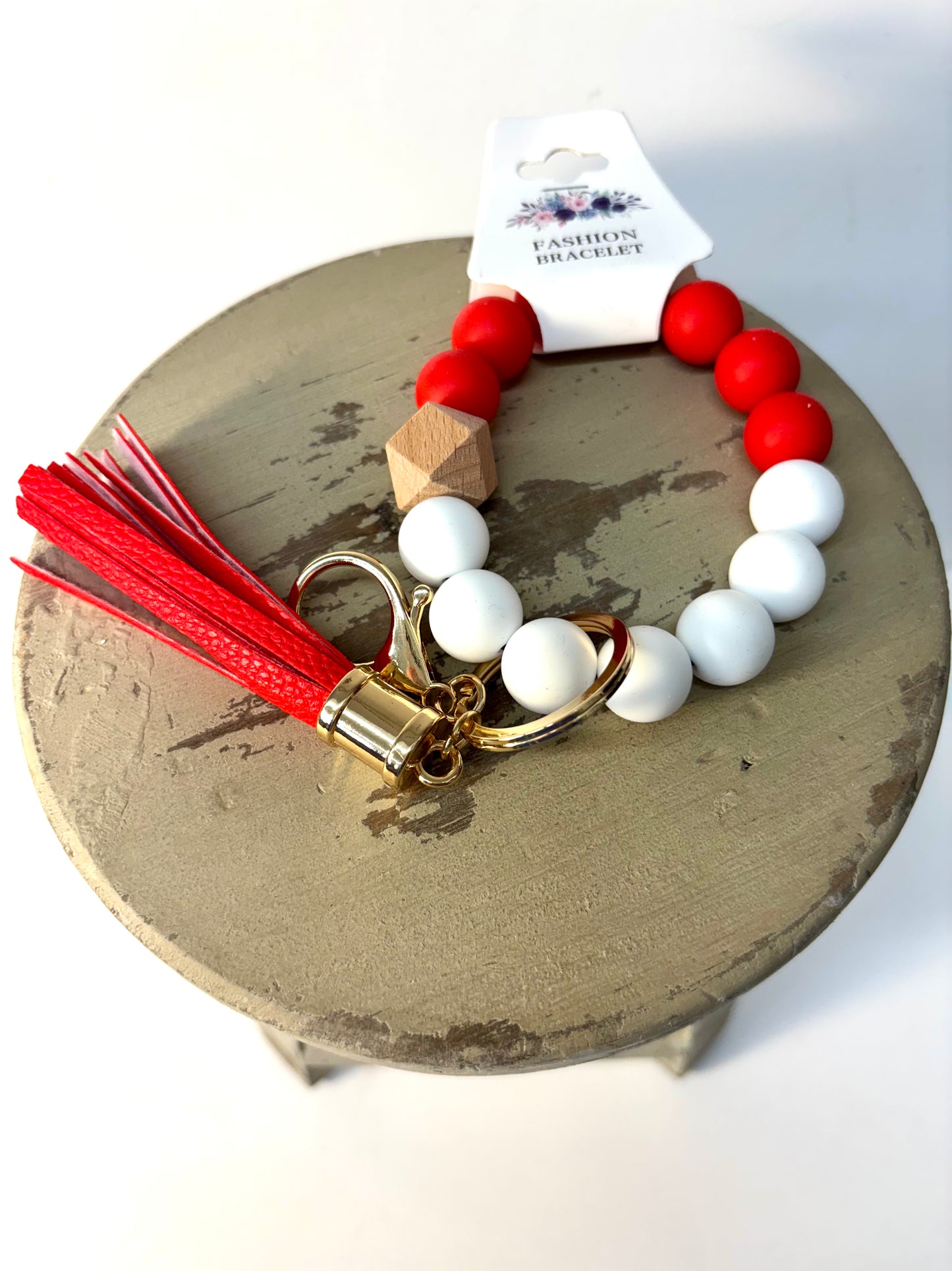 Silicone Beaded Keychain Bracelet