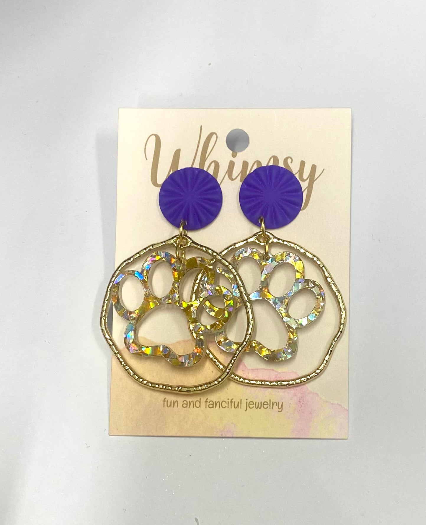 Gold Iridescent Paw with Purple Accent