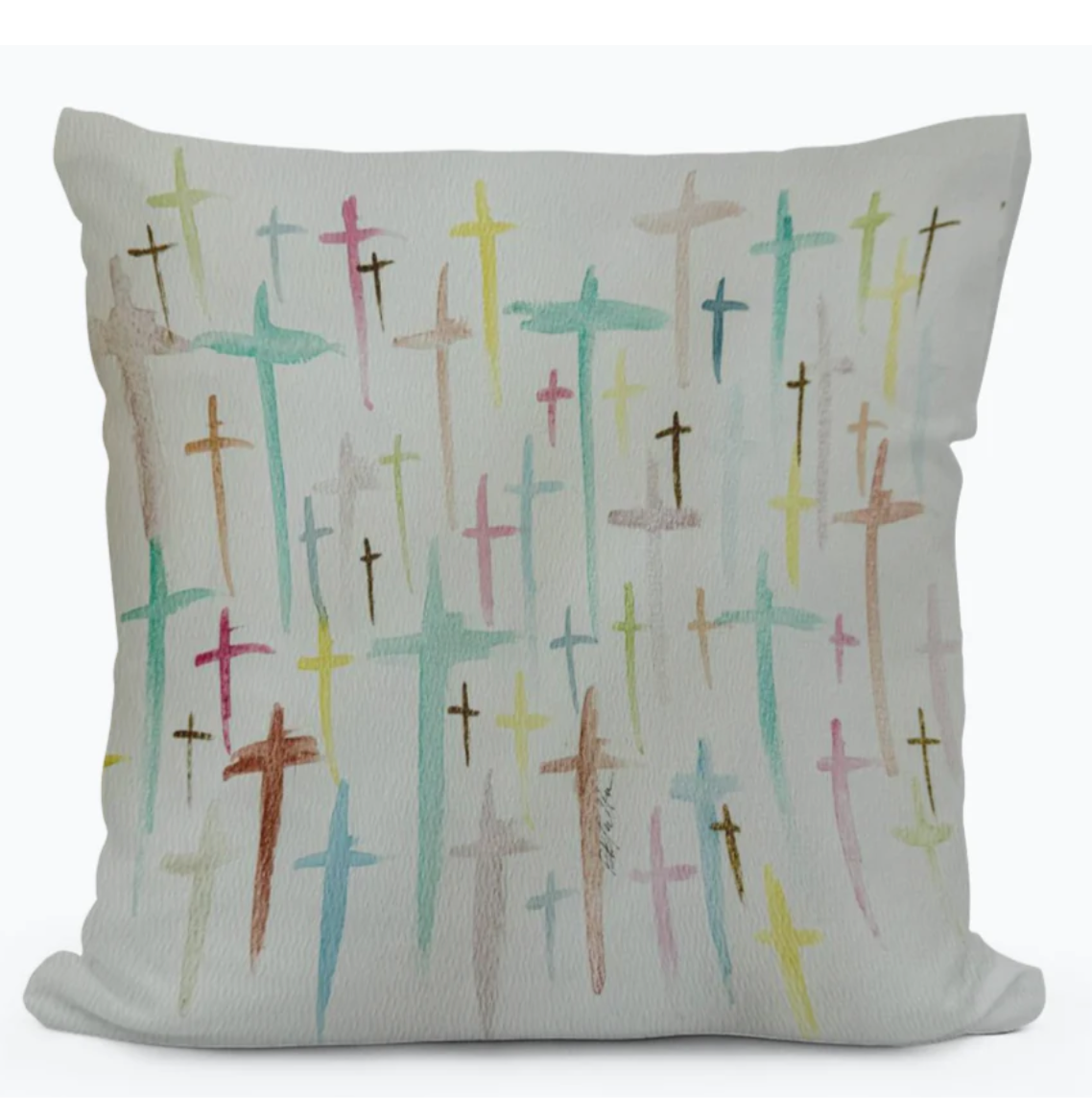 Bridgette Watercolor Crosses Square Pillow 12x12