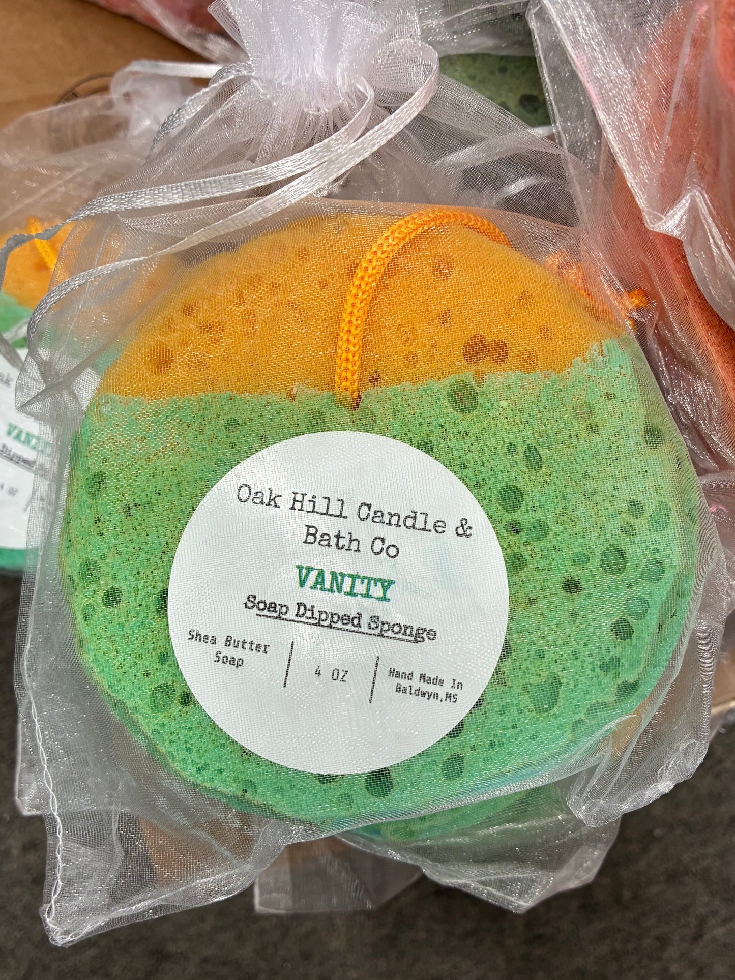 Soap Dipped Sponge 4oz (Vanity) / Oak Hill Candle Co.