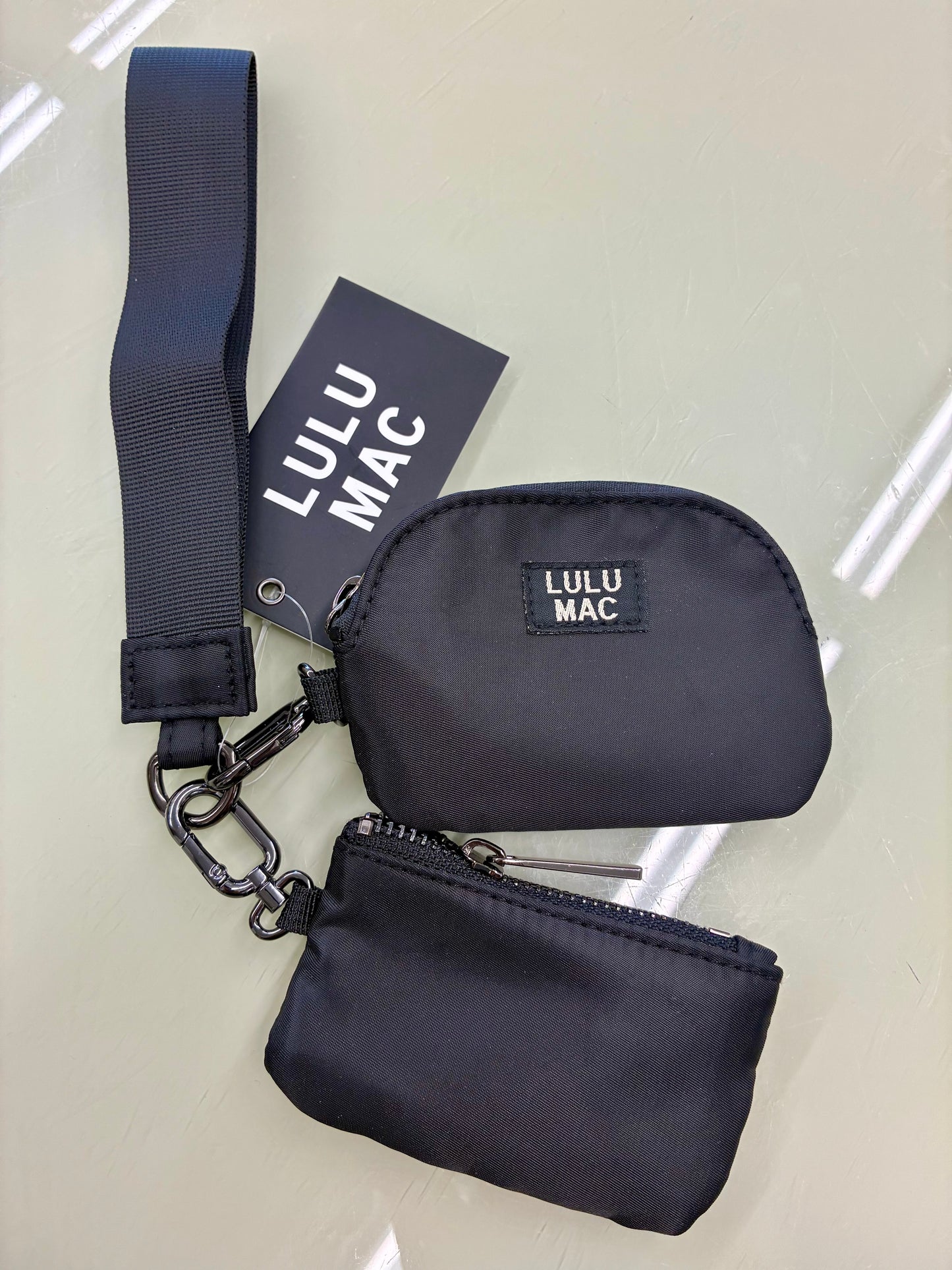 LULU MAC Black/Black Double Pouch Wristlets