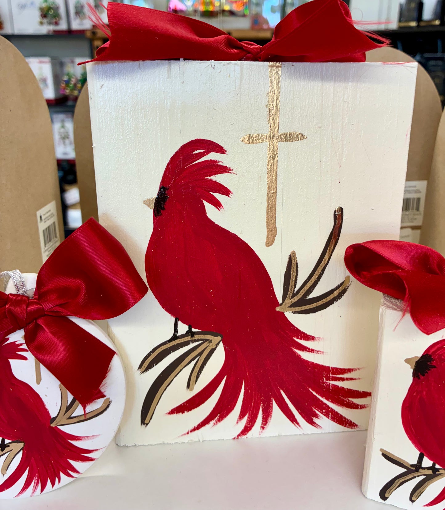 Large Cardinal Wood Block (Naomi Maraist Art)