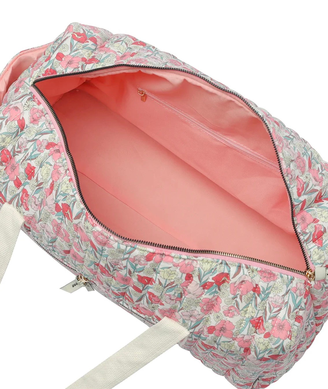 Pink Floral Quilted Weekender Tote Bag