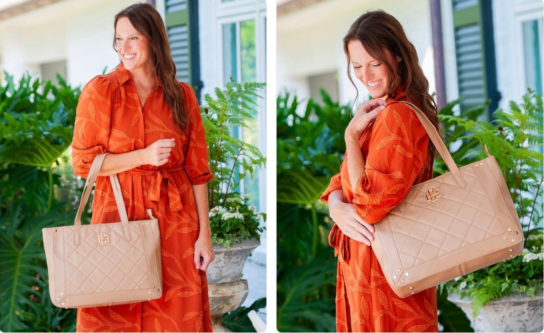 Sophie Zippered Tote Latte LD - Caroline Hill