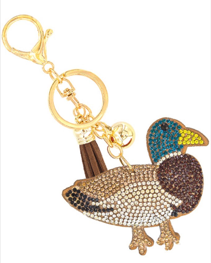 Rhinestone Duck Keychain