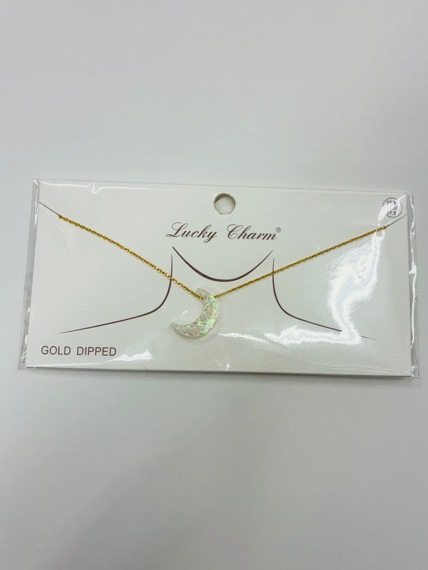 Crescent Moon Opal Gold Dipped Necklace Blue, Pink, White