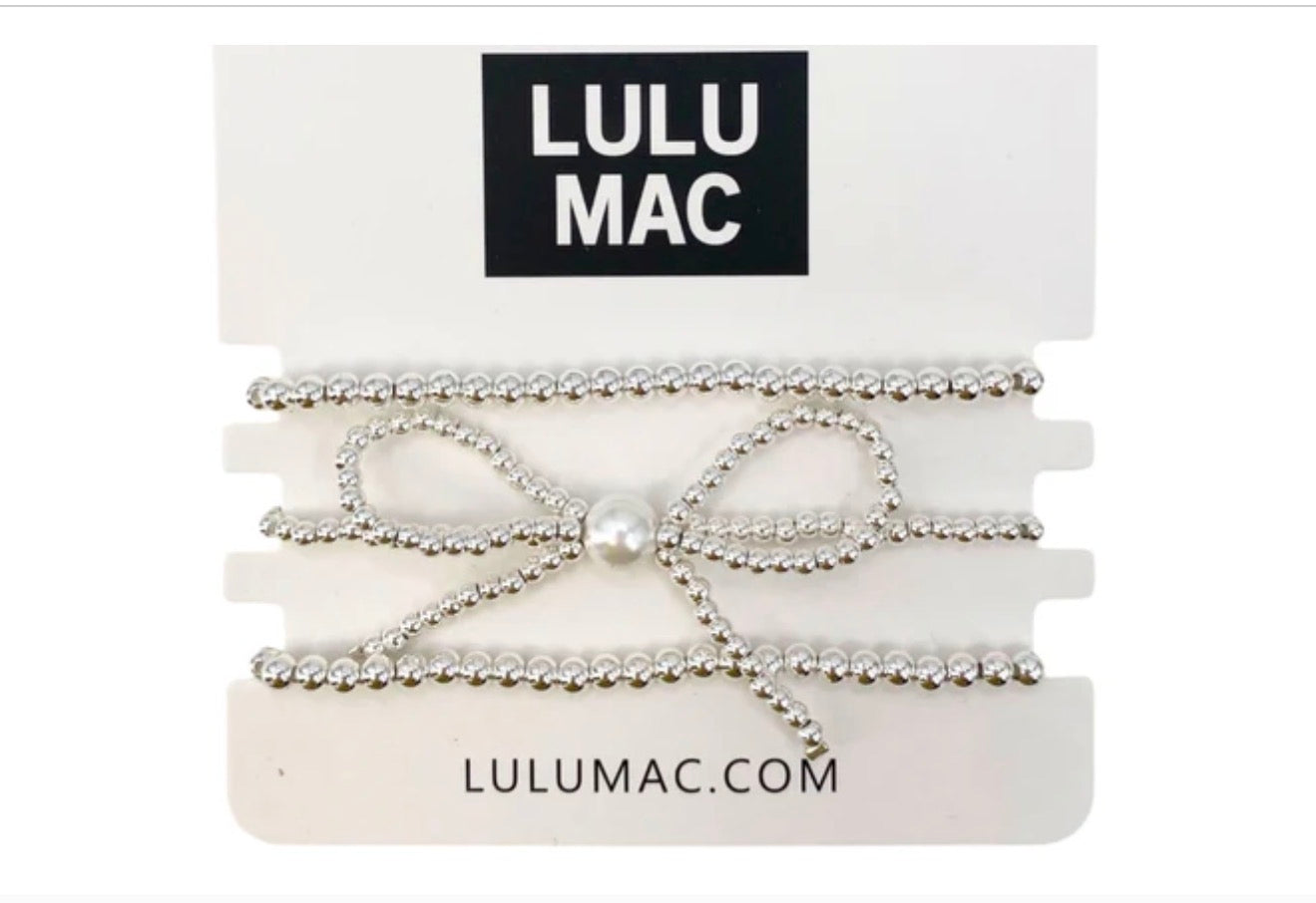 LULU MAC Silver Beaded Bow Bracelet
