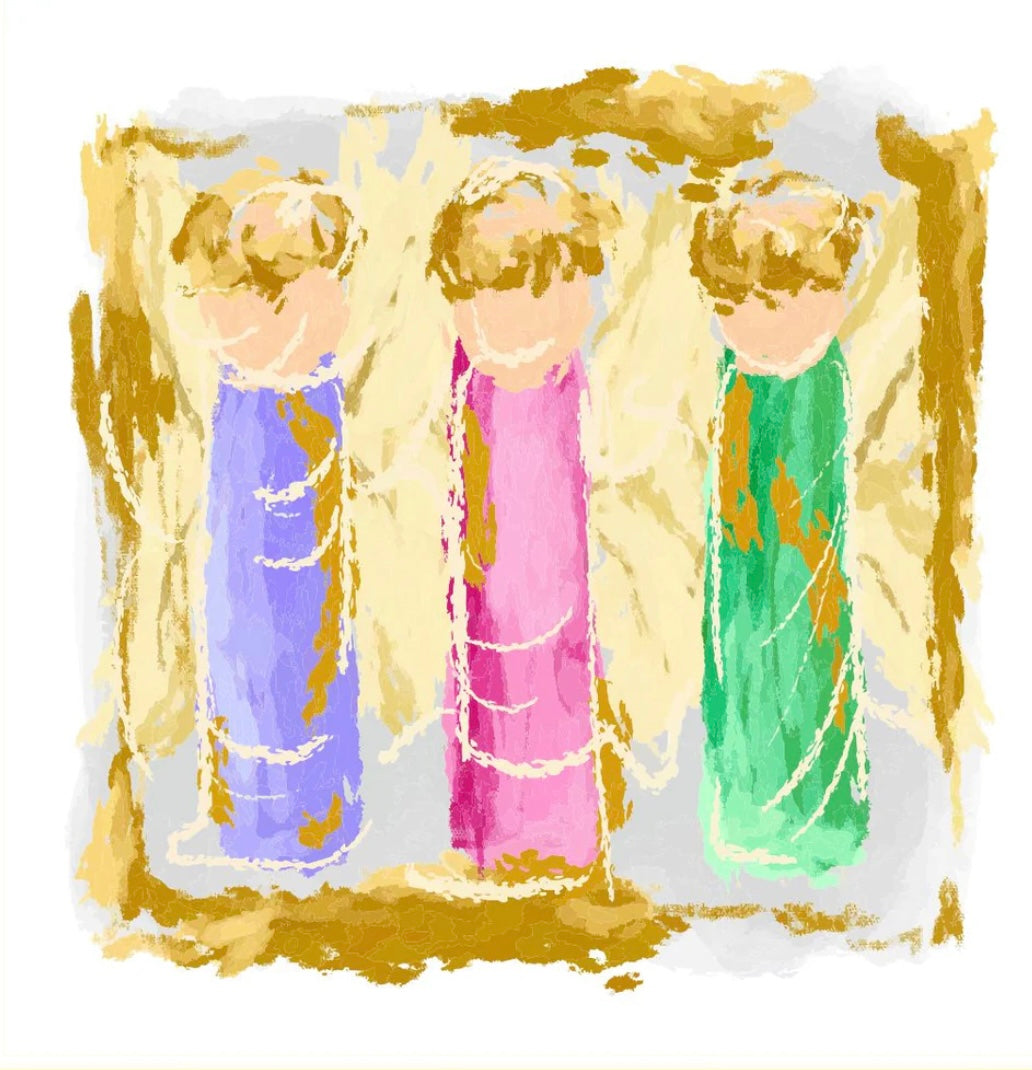 Emmalee 3- Gold Angels Square Pillow Swap - Luckybird