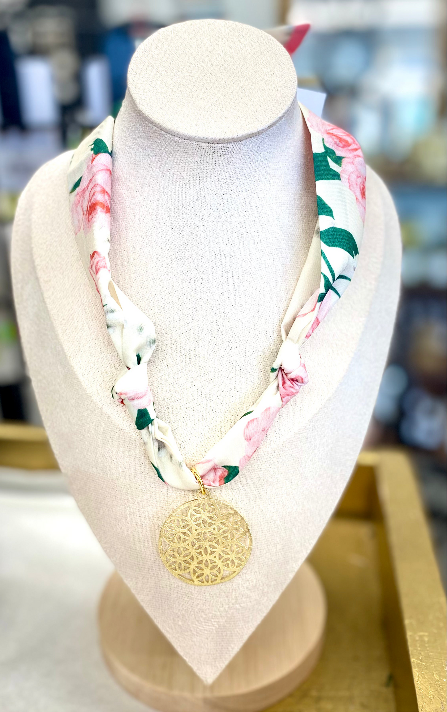 Scarf Necklace with Charm