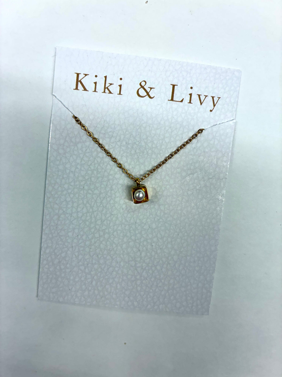 Tiny Pearl Block Gold Necklace