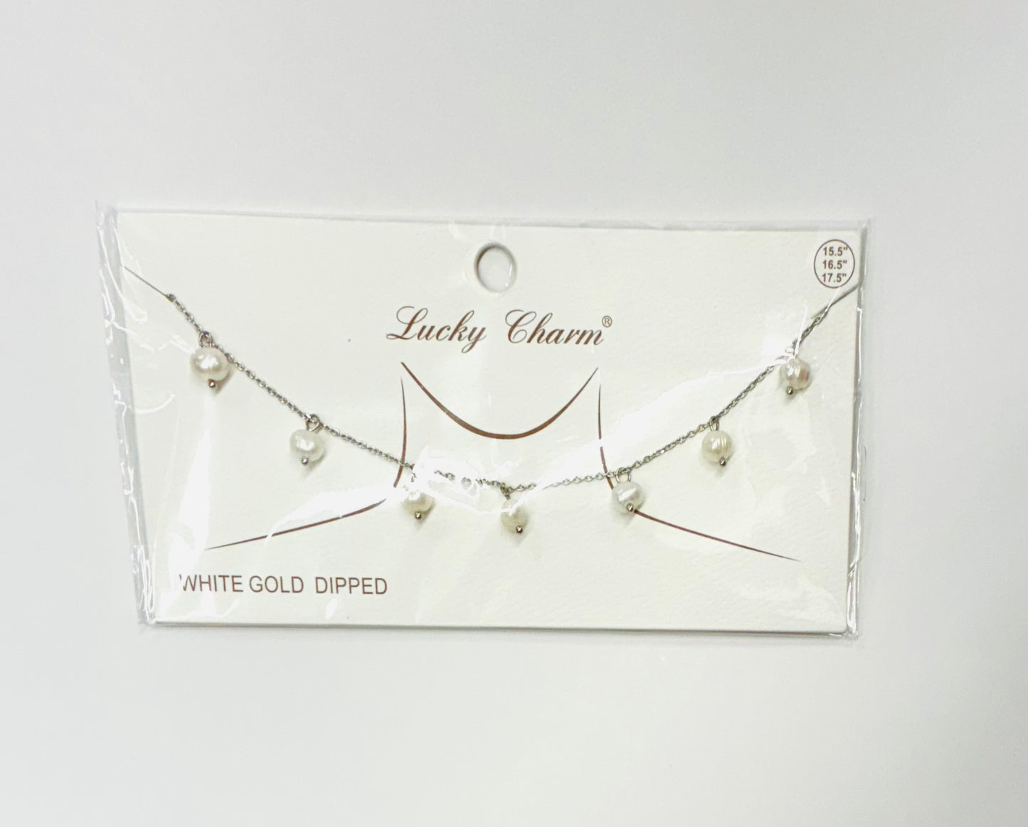 White Gold or Gold dipped Pearl Dangle Necklace