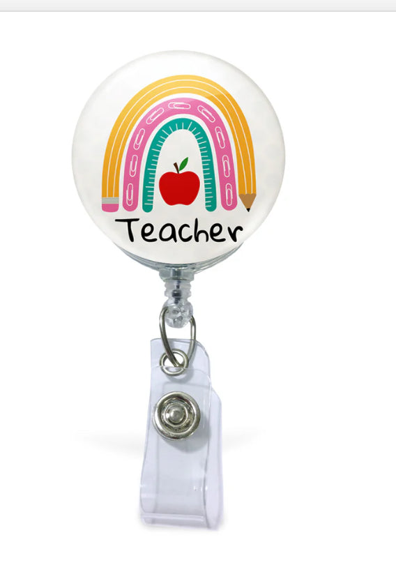 Teacher Rainbow Badge Reel