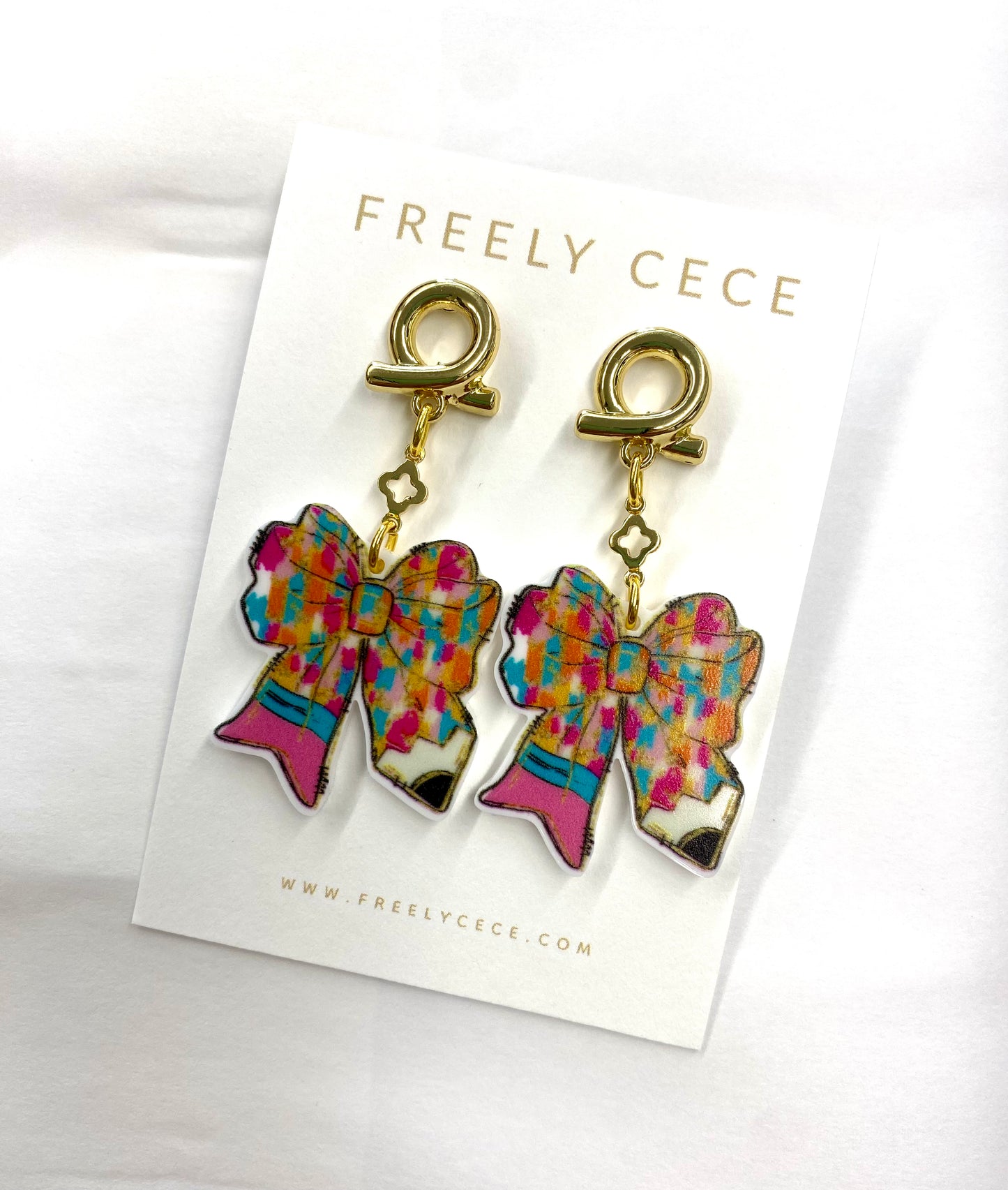 Bow Pencil Teacher Earrings