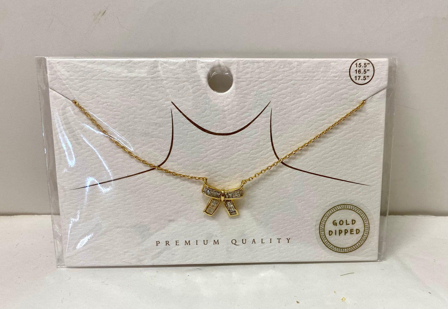 Cubic Z Gold Bow Necklace