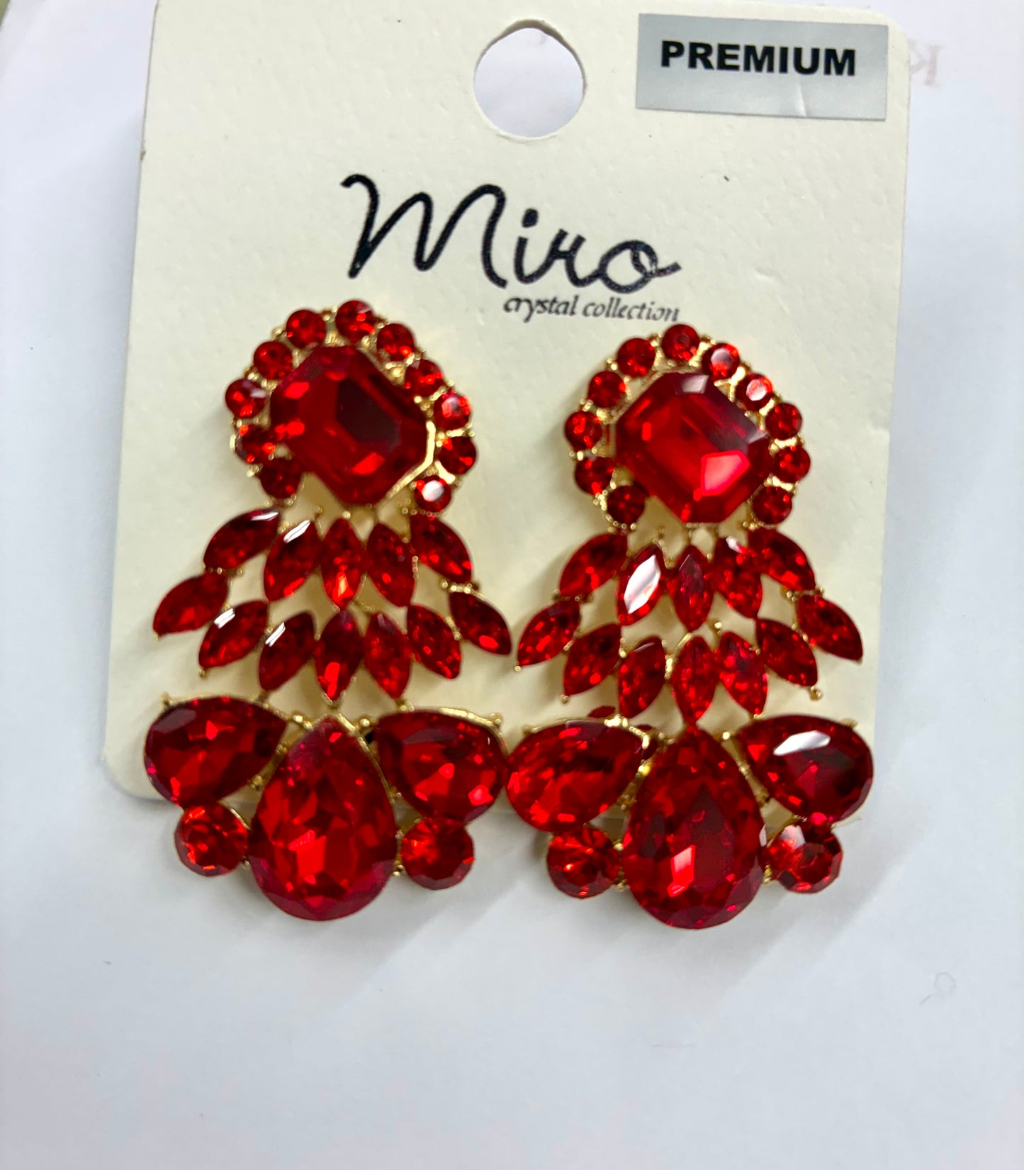 Red Teardrop Rhinestone Earrings