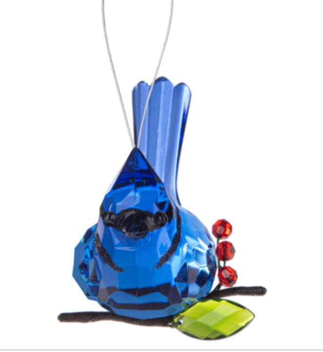 Elegant Berry Blue Jay Ornament - Ganz Crystal Expressions